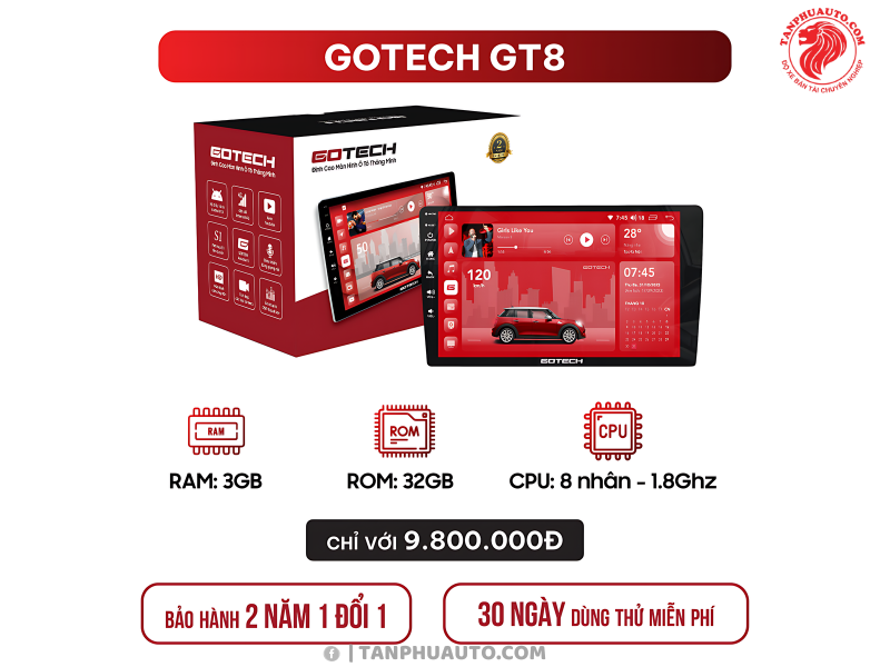 MÀN HÌNH Ô TÔ THÔNG MINH GOTECH GT8